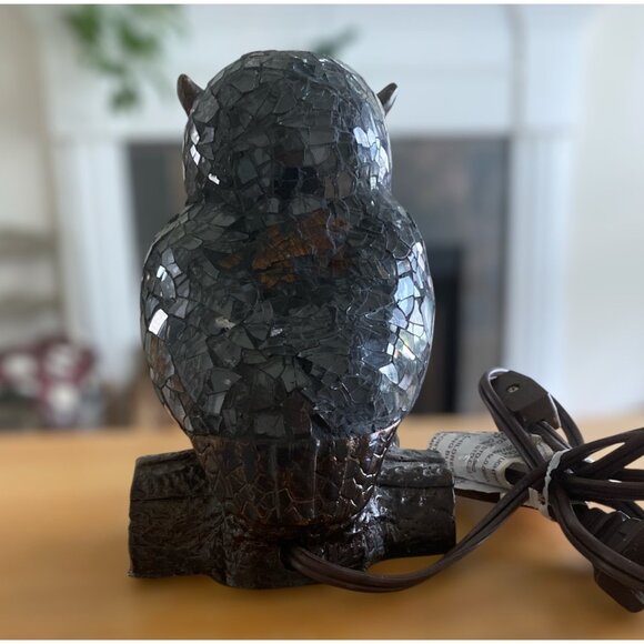 Mosaic Stained Glass Owl Table Night Light Amber Light 6.5” Tall 5’Cord - Picture 4 of 7
